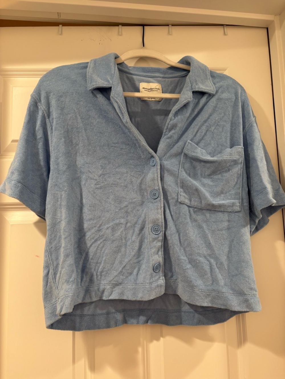 Abercrombie & Fitch Light Blue Terry Cloth Button-Down Shirt